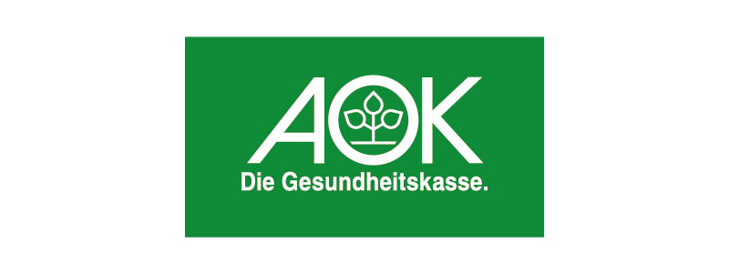 Loko der Gesundheitskasse AOK auf grünem Hintergrund